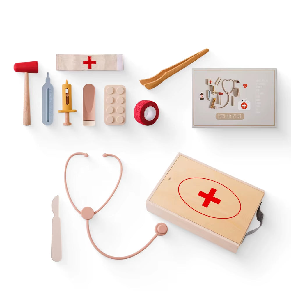 Children Doctor Toy Set Wooden Simulation Medical Box Baby Play House Games Educational Toys Children Montessori Toy Gifts