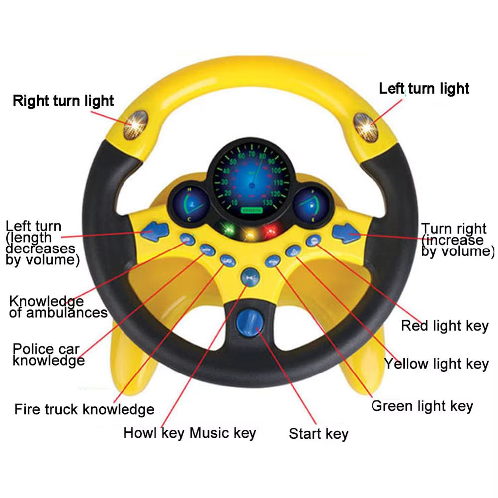 Electric Simulation Steering Wheel Toy with Light and Sound Educational Children Co-Pilot Children'S Car Toy Vocal Toy Gift