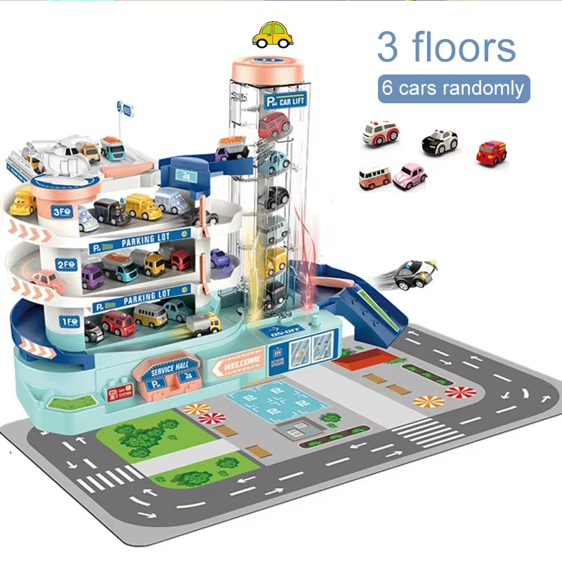 Electric Track Parking Building Car Toy Racing Rail Car Train Track Toy for Children Gifts Mechanical Adventure Brain Table Game
