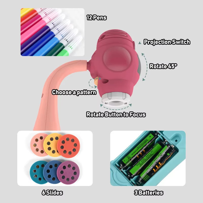Children Led Projector Art Drawing Table Toys Kids Painting Board Desk Arts Crafts Educational Learning Paint Tools Toy for Girl