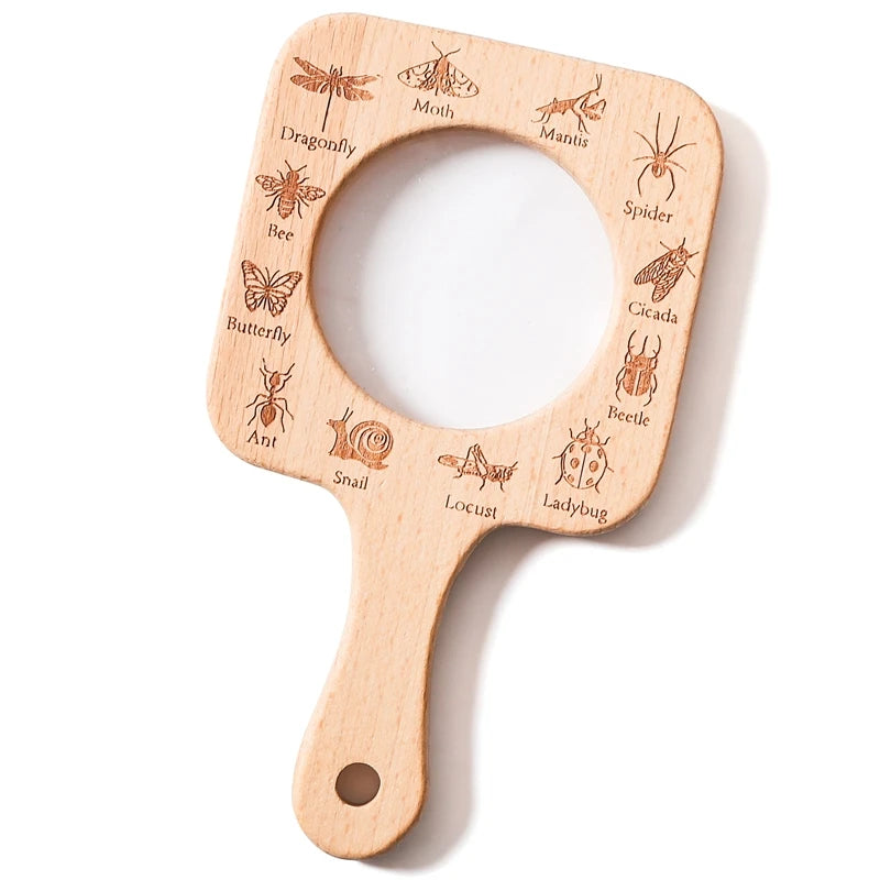Outdoor Adventure Kit for Kids Insect Nets, Wooden Leaf Cognitive Magnifying Glasses Natural Forest Exploration Toys Kid'S Gift