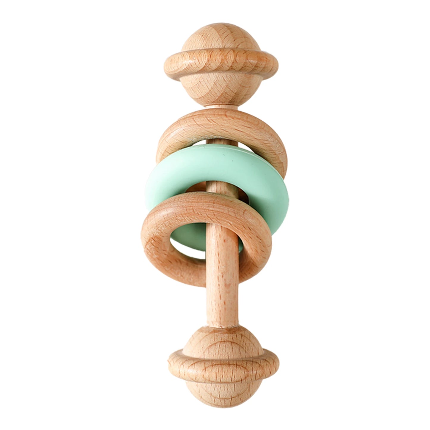 Baby Toys Wooden Rattles Silicone Ring Baby Rattles and Mobiles 0 12 Months Sensory Toys for Baby Wooden Teether for Baby Gifts