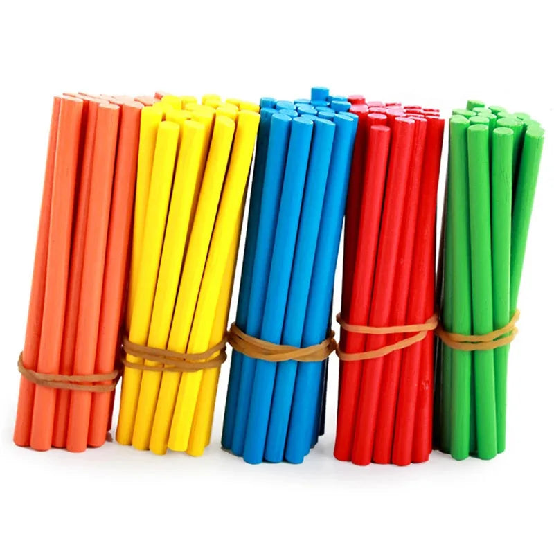 100PCS Wooden Counting Sticks Montessori Math Manipulatives Classroom Supplies Teaching Educational Developing Toys for Children