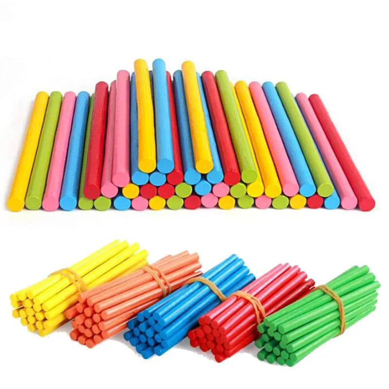 100PCS Wooden Counting Sticks Montessori Math Manipulatives Classroom Supplies Teaching Educational Developing Toys for Children