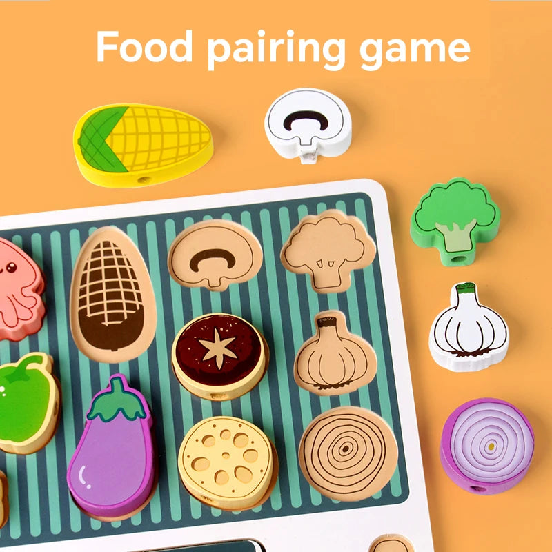 Montessori Wooden Pretend Play Kitchen Toys Dessert Puzzle Toys Simulation Barbecue Pretend Role Indoor Game for Toddlers Age 3+