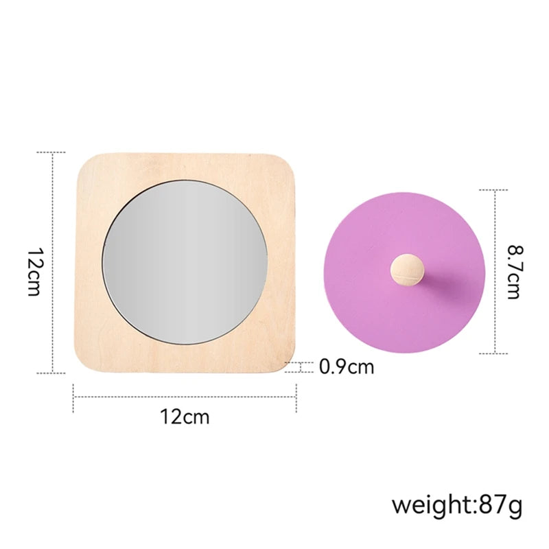 Montessori Baby Toys Play Kit Montessori Mirror Peekaboo Knob Puzzle Medium Spinning Drum Ball Kit Toys for 6-12 Months Toddler