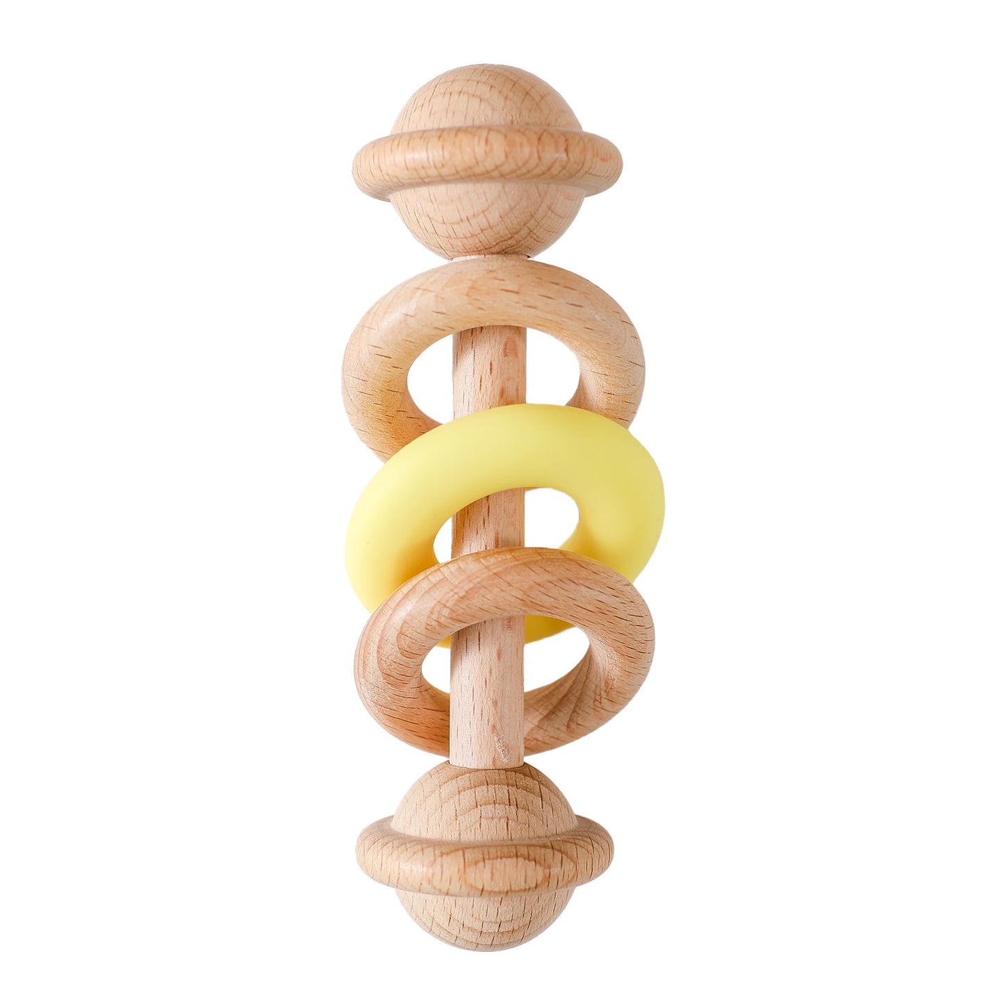 Baby Toys Wooden Rattles Silicone Ring Baby Rattles and Mobiles 0 12 Months Sensory Toys for Baby Wooden Teether for Baby Gifts