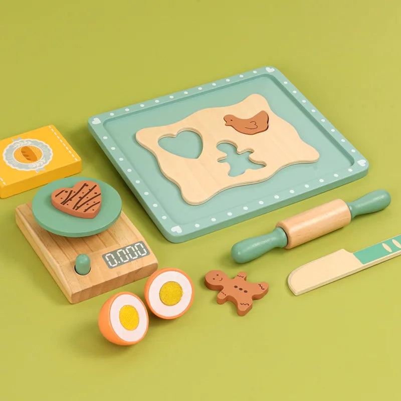 Girls Toys Wooden Afternoon Tea Set Children'S Toy Kitchen Pretend Play Set Toaster Coffee Maker Ice Cream Kids Educational Toy