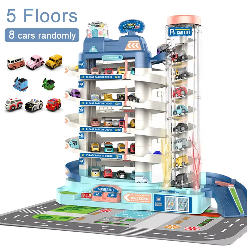 Electric Track Parking Building Car Toy Racing Rail Car Train Track Toy for Children Gifts Mechanical Adventure Brain Table Game