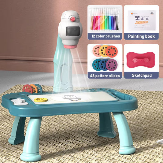 Children Led Projector Art Drawing Table Toys Kids Painting Board Desk Arts Crafts Educational Learning Paint Tools Toy for Girl