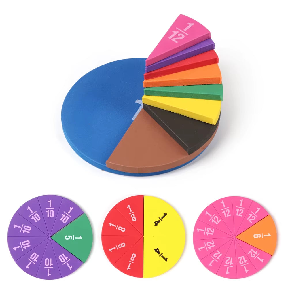 51Pcs EVA round Shaped Fraction Instrument Demonstrator Montessori Math Educational Toy Math Teaching Gift Student Learning Tool