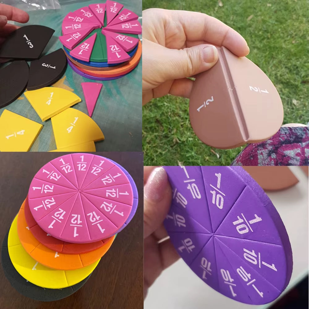 51Pcs EVA round Shaped Fraction Instrument Demonstrator Montessori Math Educational Toy Math Teaching Gift Student Learning Tool