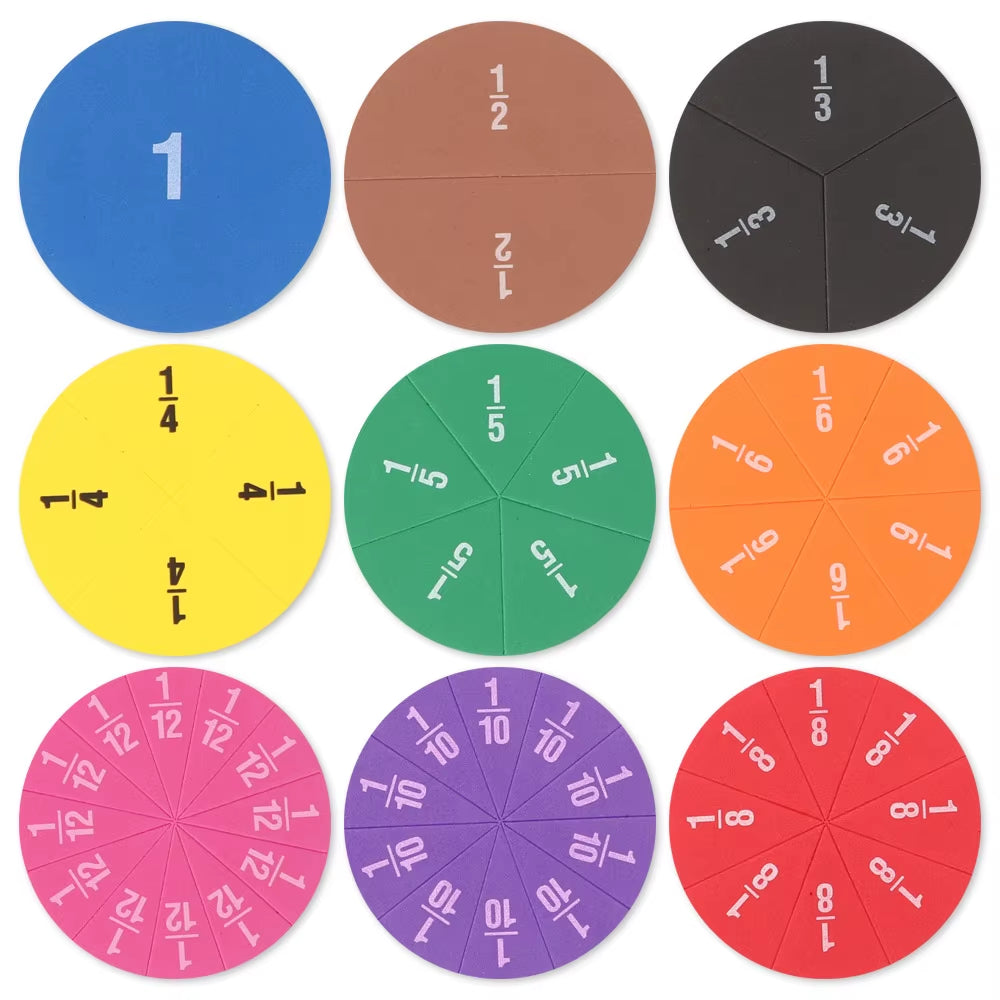 51Pcs EVA round Shaped Fraction Instrument Demonstrator Montessori Math Educational Toy Math Teaching Gift Student Learning Tool