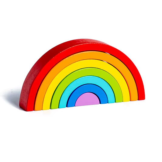 Arch Bridge Rainbow Wooden Building Blocks Stacking Games Color Cognitive Kids Montessori Educational Wood Toys for Children