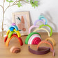 Arch Bridge Rainbow Wooden Building Blocks Stacking Games Color Cognitive Kids Montessori Educational Wood Toys for Children