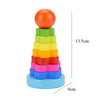 Rainbow Stacker Wooden Ring Educational Toy Kids Tower Stack up Blocks Color Shape Game Baby Montessori Toys for Children Gifts