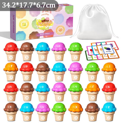 Montessori Number Matching Ice Cream Stack Game Parish Sensory Color Cognitive Counting Learning Educational Toys for Children