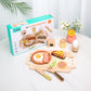 Wooden Kitchen Pretend Play Set Montessori Simulation Plates Dishes Accessories Kitchen Playset Toy for Toddlers Gifts Ages 3+
