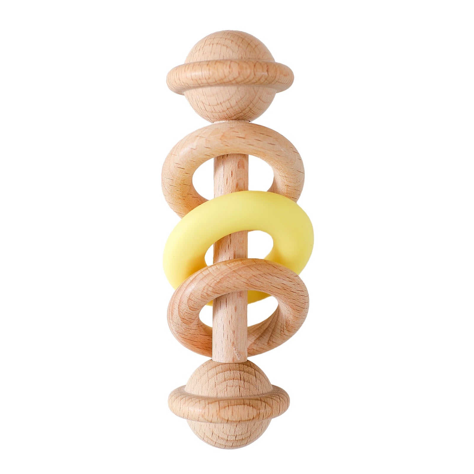 Baby Toys Wooden Rattles Silicone Ring Baby Rattles and Mobiles 0 12 Months Sensory Toys for Baby Wooden Teether for Baby Gifts