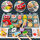 Montessori Wooden Pretend Play Kitchen Toys Dessert Puzzle Toys Simulation Barbecue Pretend Role Indoor Game for Toddlers Age 3+