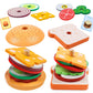 Wooden Burger Sandwich Stacking Toys for Toddler Kids Preschool Learning Educational Toys Pretend Play Food Kitchen Toys Gift